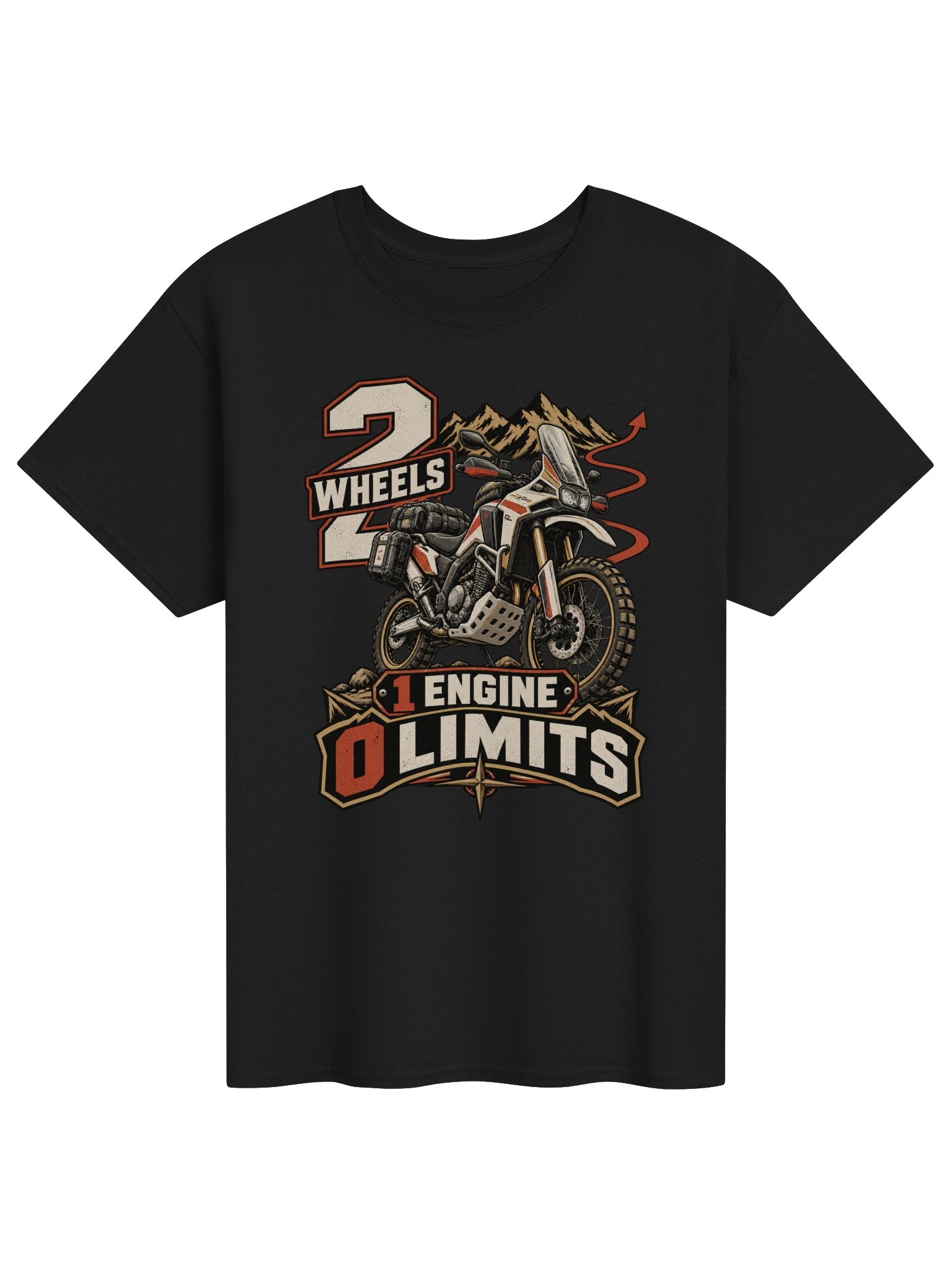 2 Wheels 1 Engine 0 Limits Vintage Motorcycle T-Shirt product image (1)