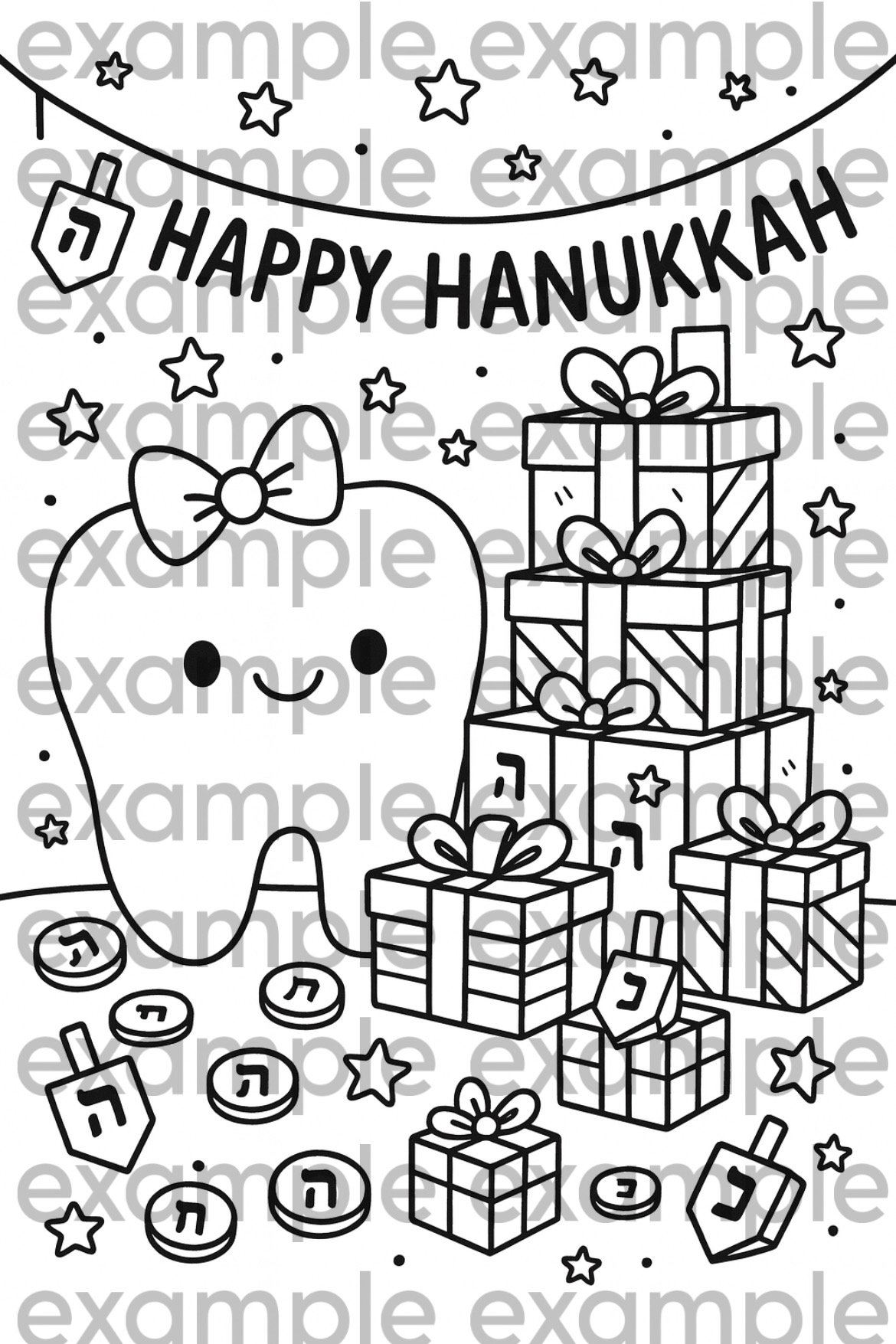 Floss-tival of Lights Hannukah Coloring pages product image (5)