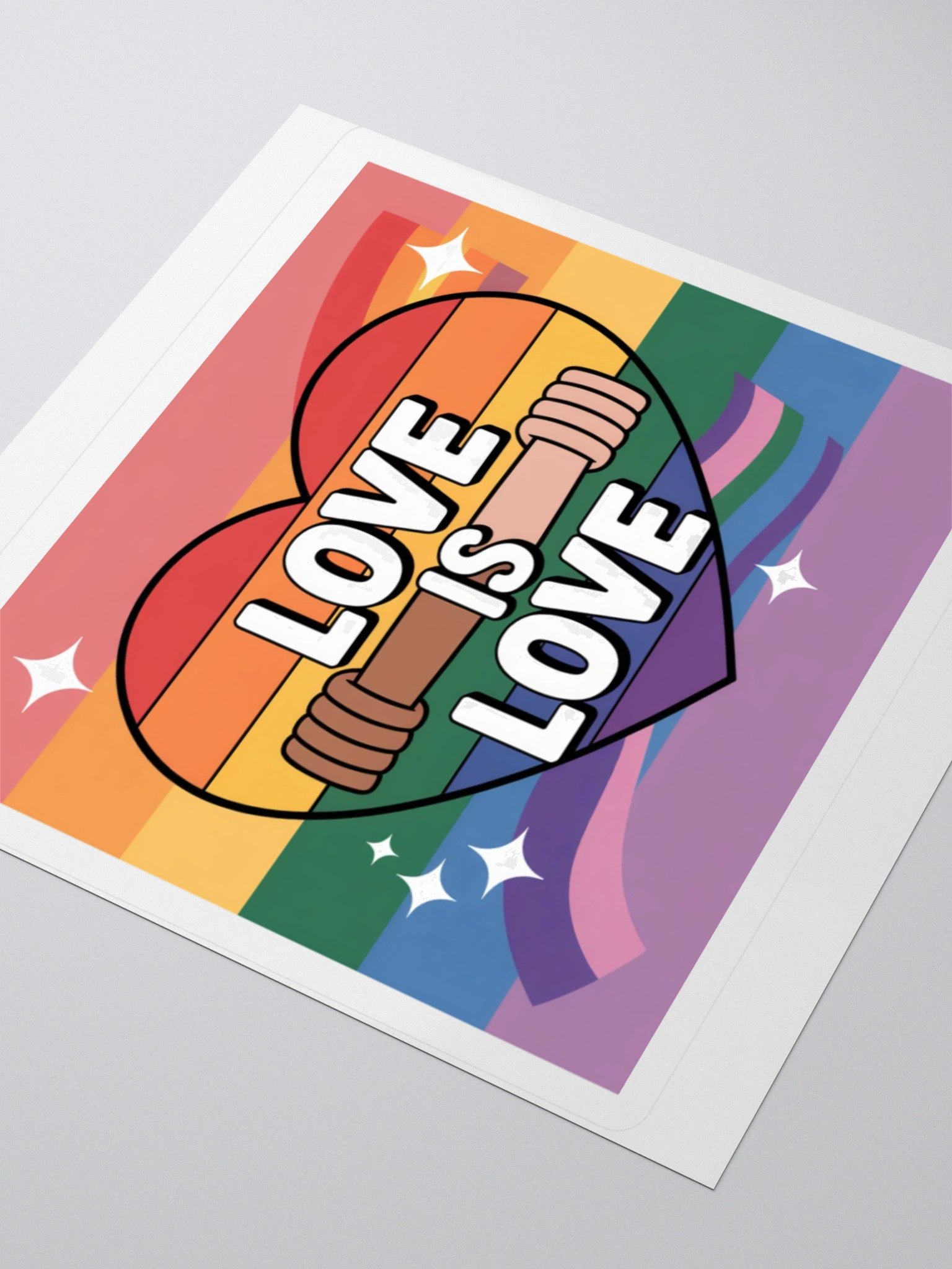Exclusive 'Love is Love' Rainbow Heart Sticker with Interlocked Hands product image (7)