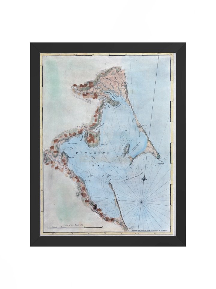 Plymouth Bay Nautical Chart Framed Poster product image (4)