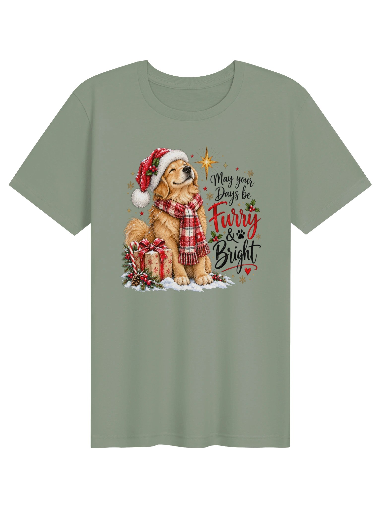 May Your Days Be Furry & Bright T-Shirt | Christmas Dog Lover Tee product image (1)