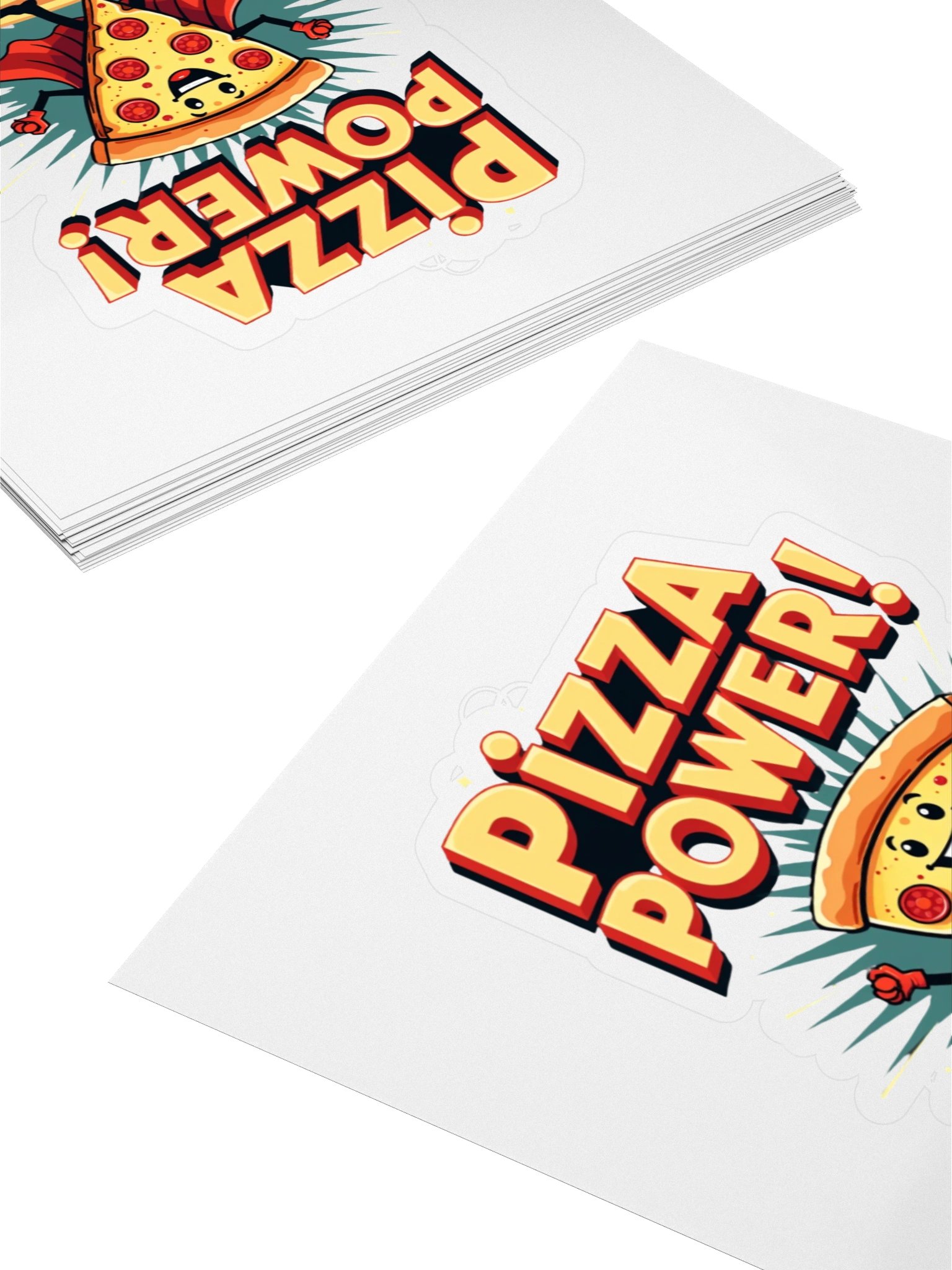 Pizza Power Sticker | Superhero Food Character Vinyl Decal | Funny Pizza Slice Laptop Sticker Kiss Cut Stickers product image (4)