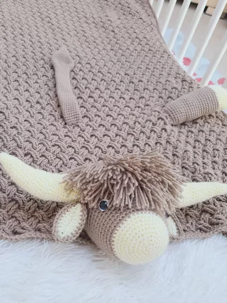 Highland Cow Crochet Baby Blanket Pattern - Scottish Afghan PDF - Crafting Happiness product image (3)