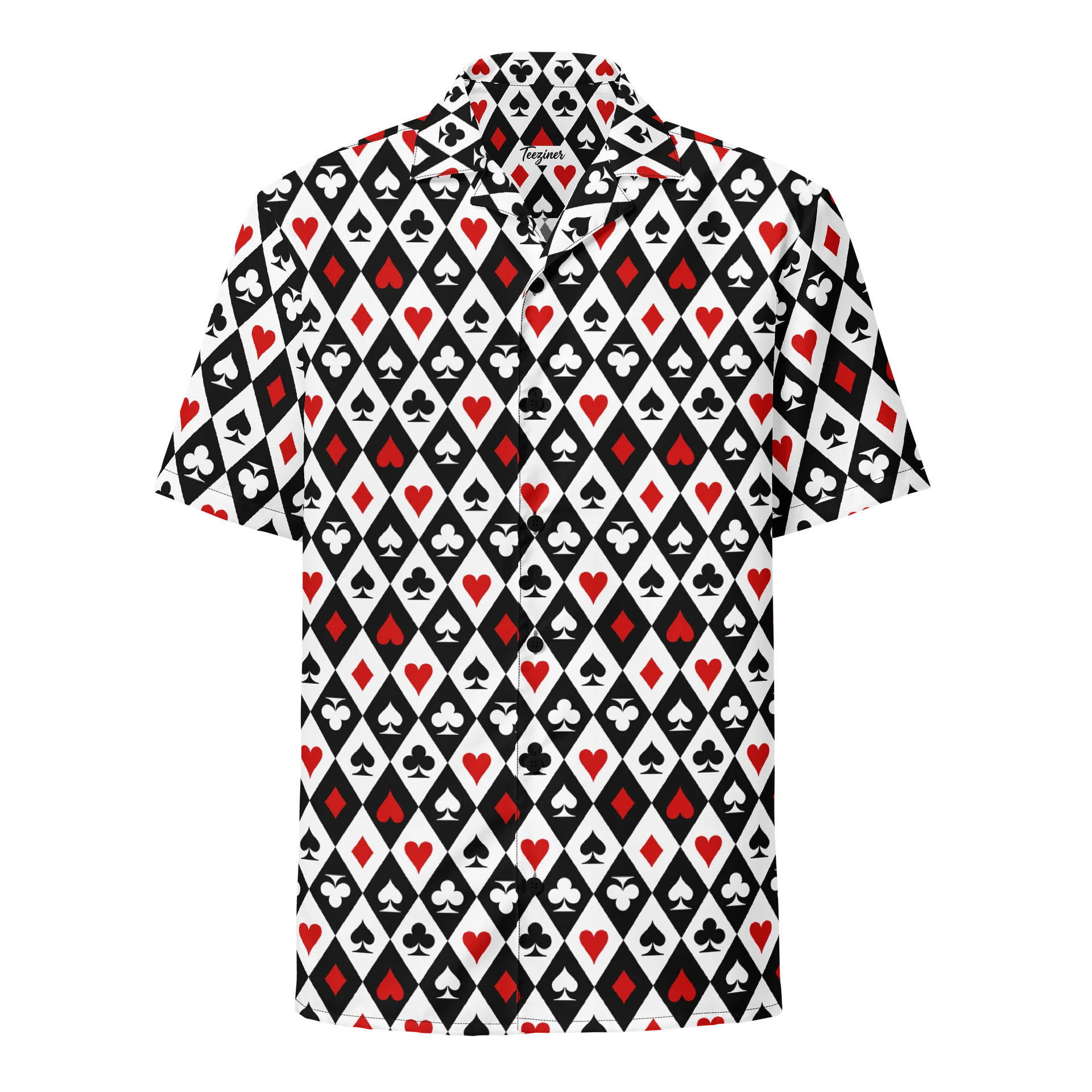 Retro Playing Card Suits Argyle All-Over Print Unisex Button Shirt product image (1)