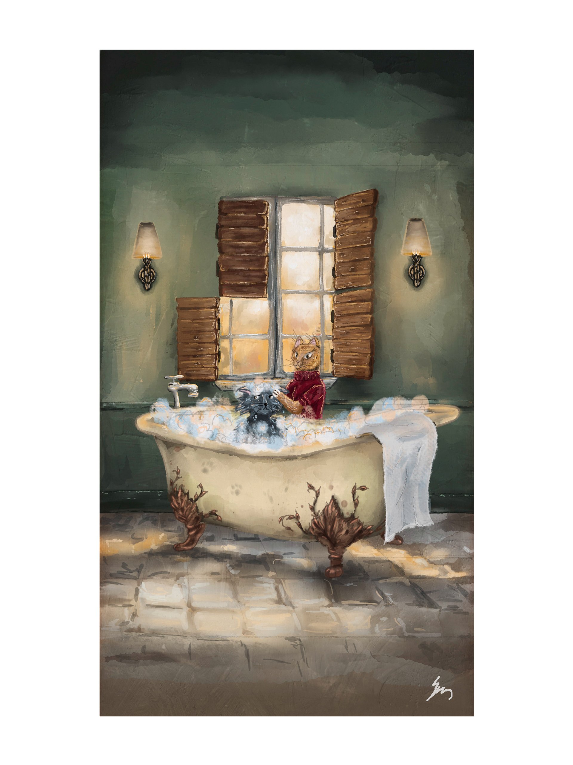 Cat Bath Print product image (1)