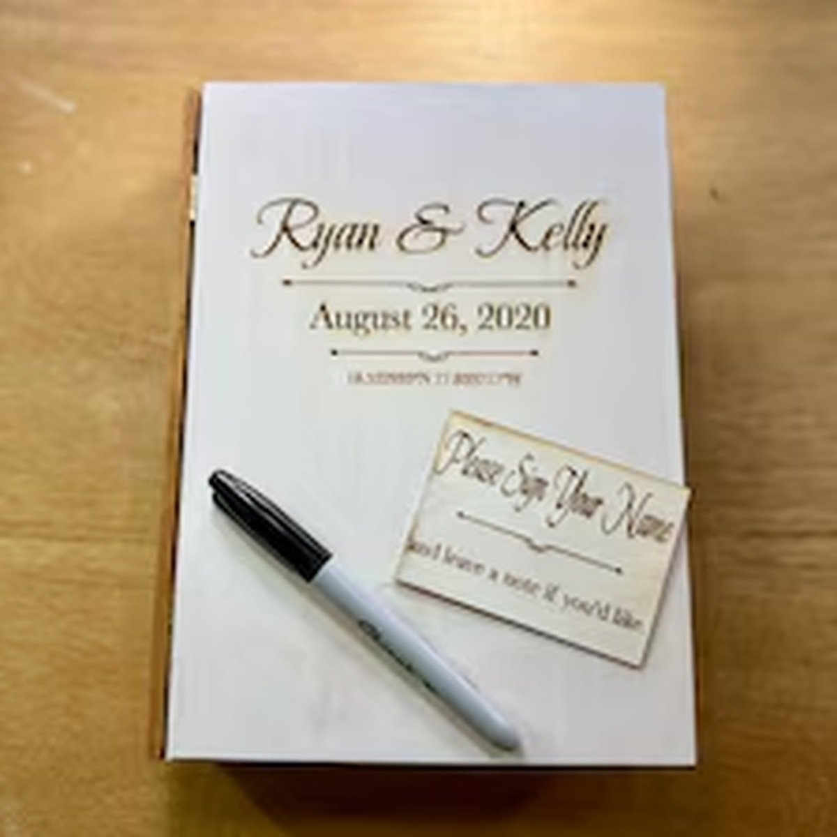 Personalized Wedding Guest Book Alternative, Unique Wooden Guestbook with Lights, Custom Keepsake product image (10)
