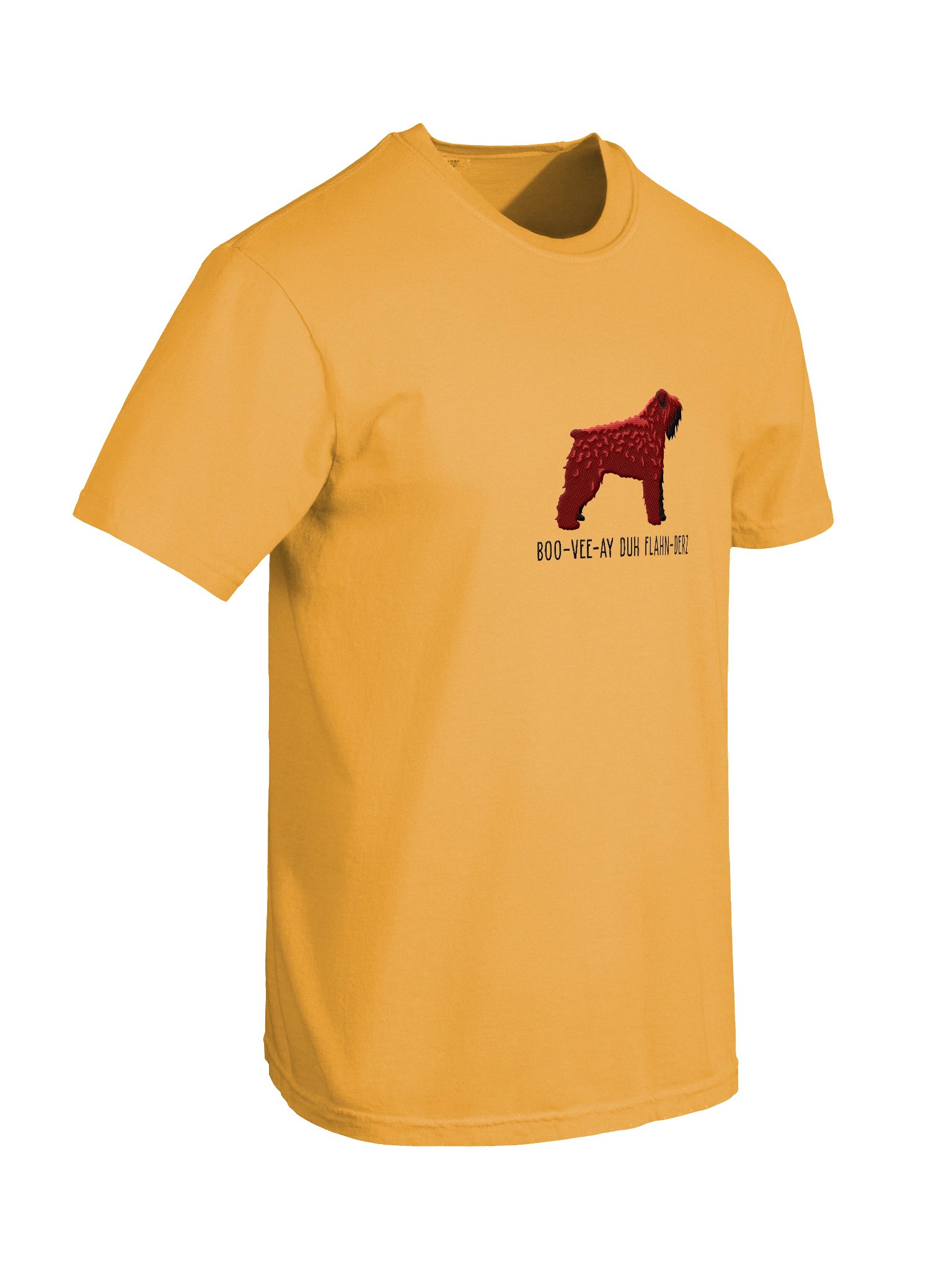 Boo-Vee-Ay Duh Flahn-Derz T-Shirt(Embroidered) of a Bouvier des Flandres(Red) product image (11)