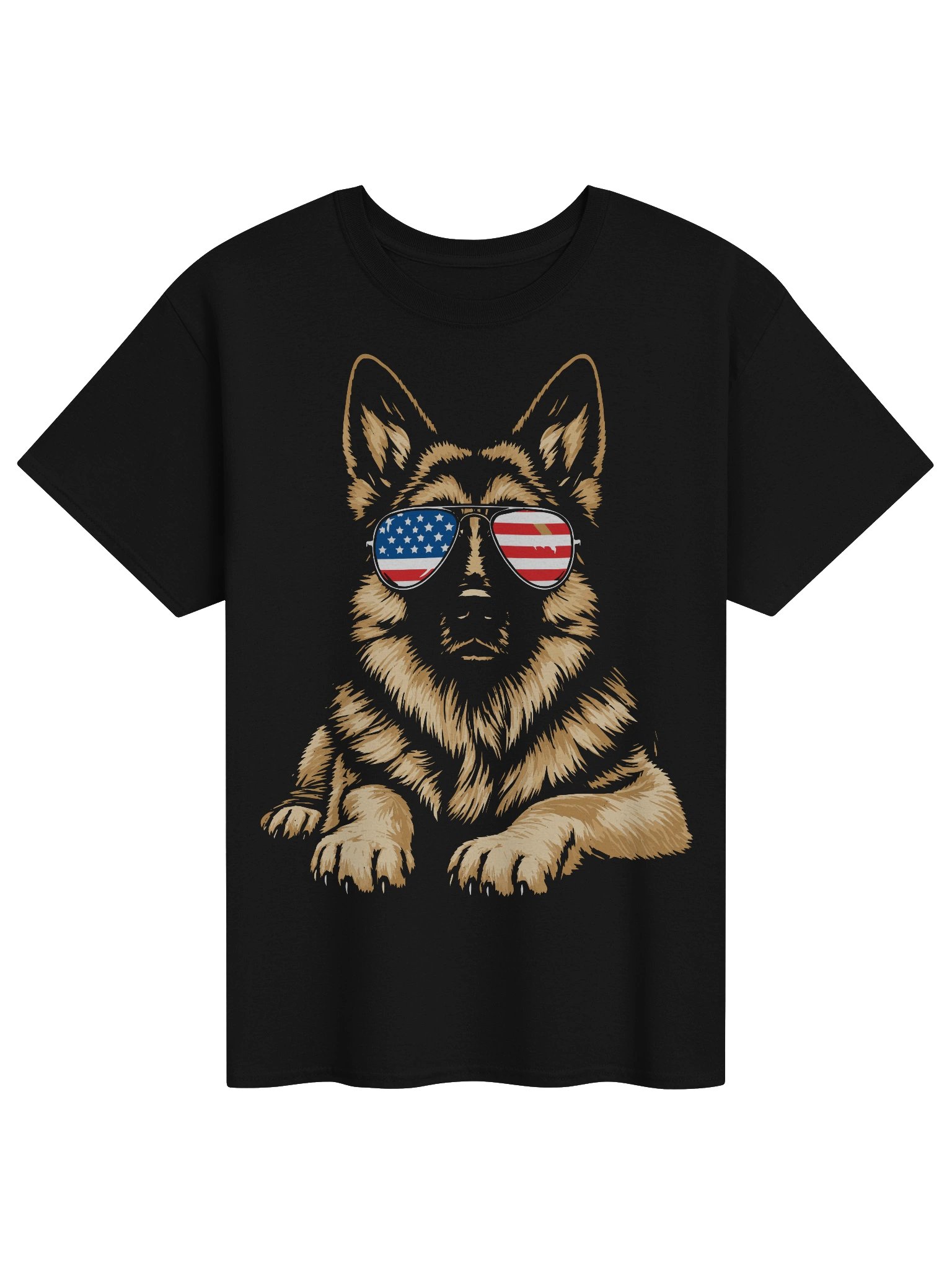 Patriotic German Shepherd Dog with Flag Sunglasses T-Shirt product image (7)