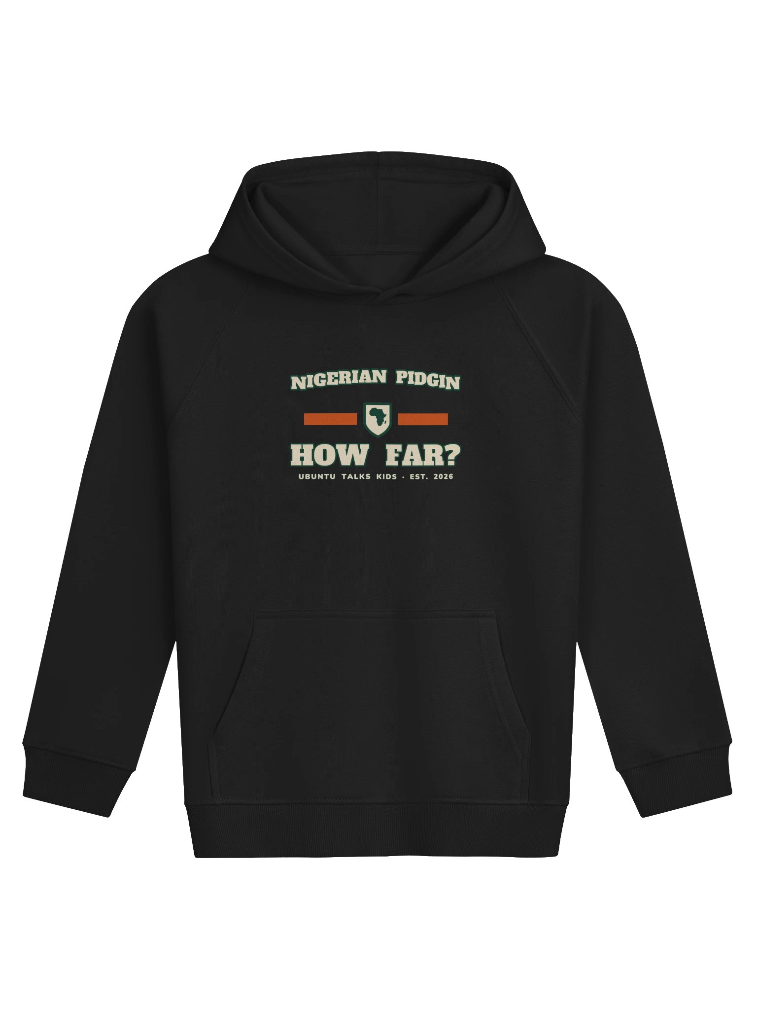 Little Language Club — HOW FAR? | Nigerian Pidgin Kids Eco Hoodie product image (1)