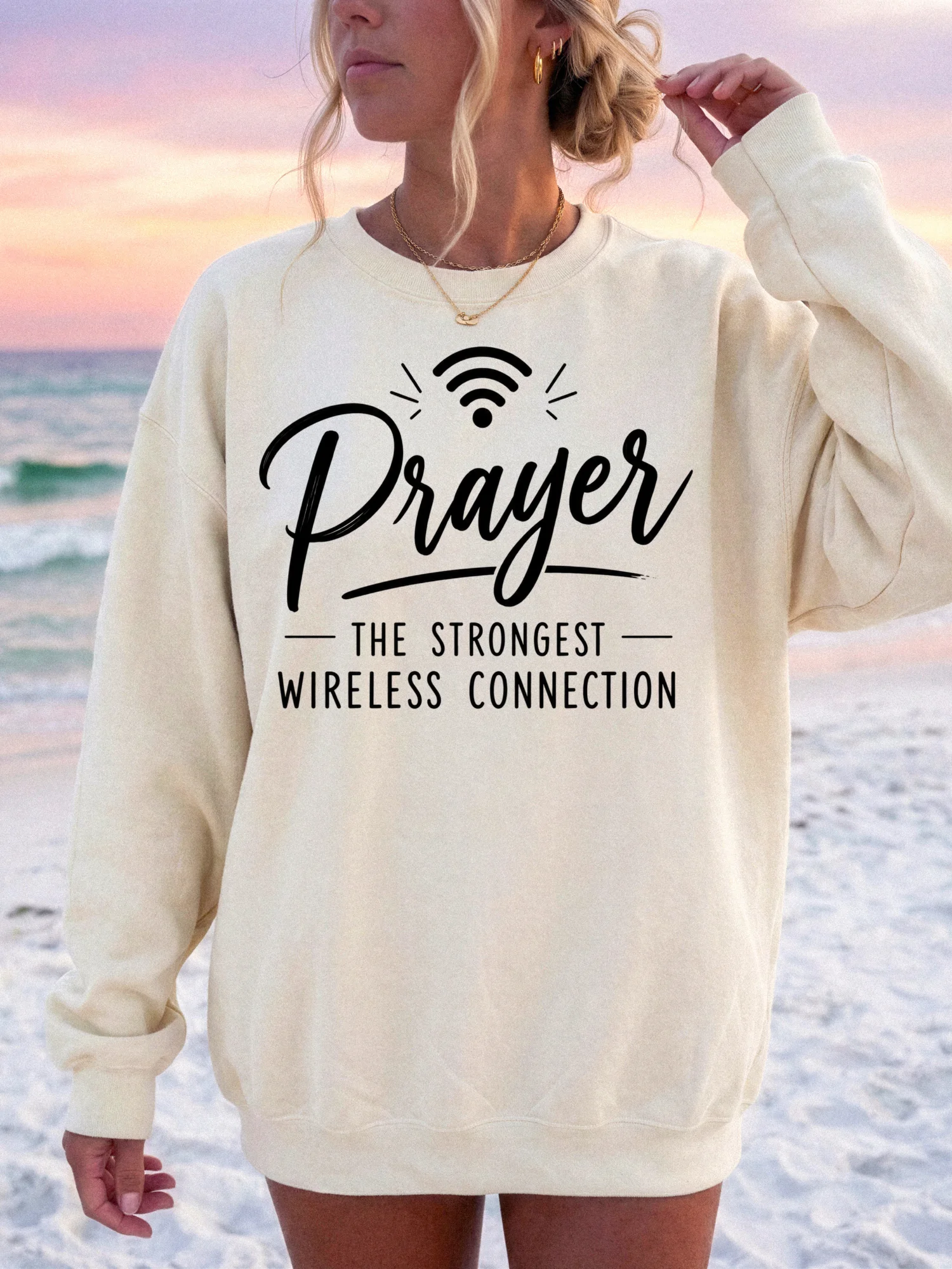 Prayer The Strongest Wireless Connection Shirt | Christian Faith Sweatshirt | Inspirational Religious Apparel | Prayer Warrior Gift | Kingdom Life Co. product image (1)