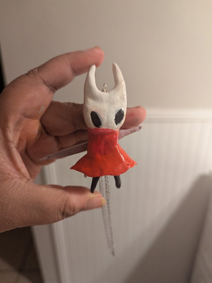 Handmade Hollow Knight Hornet Necklace – Polymer Clay Pendant with Star Clasp product image (1)