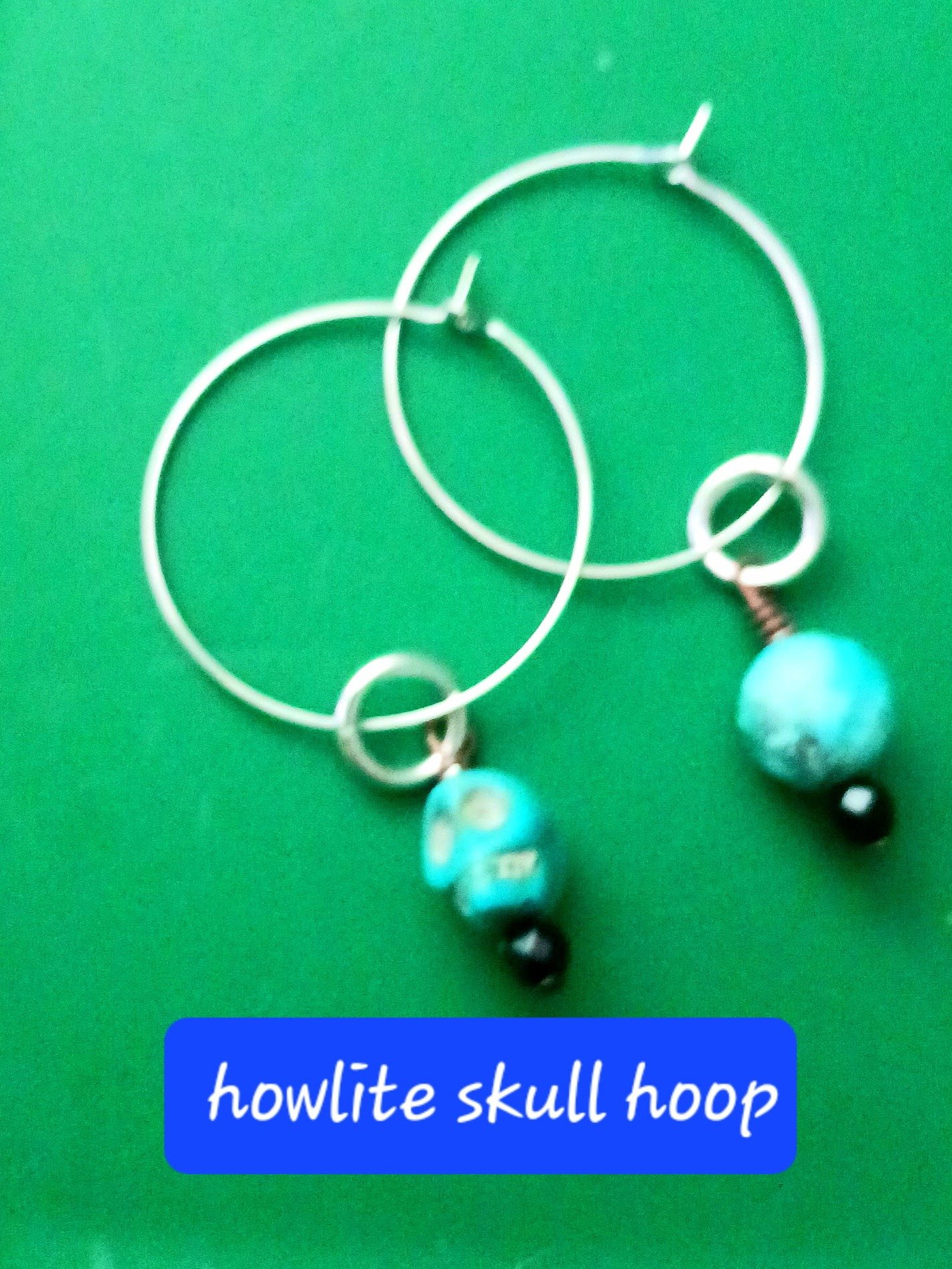 Howlite Skull Hoop Earrings - Handmade Boho Statement Jewelry product image (2)