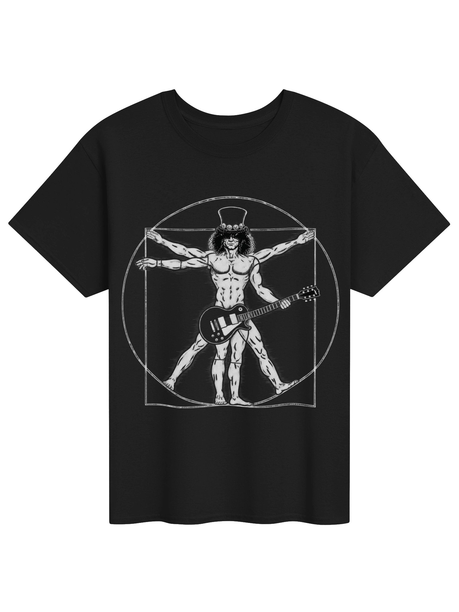 Mens Vitruvian Guitarist Guitar Funny Spoof Da Vinci T shirt Tee Top T-shirt product image (1)