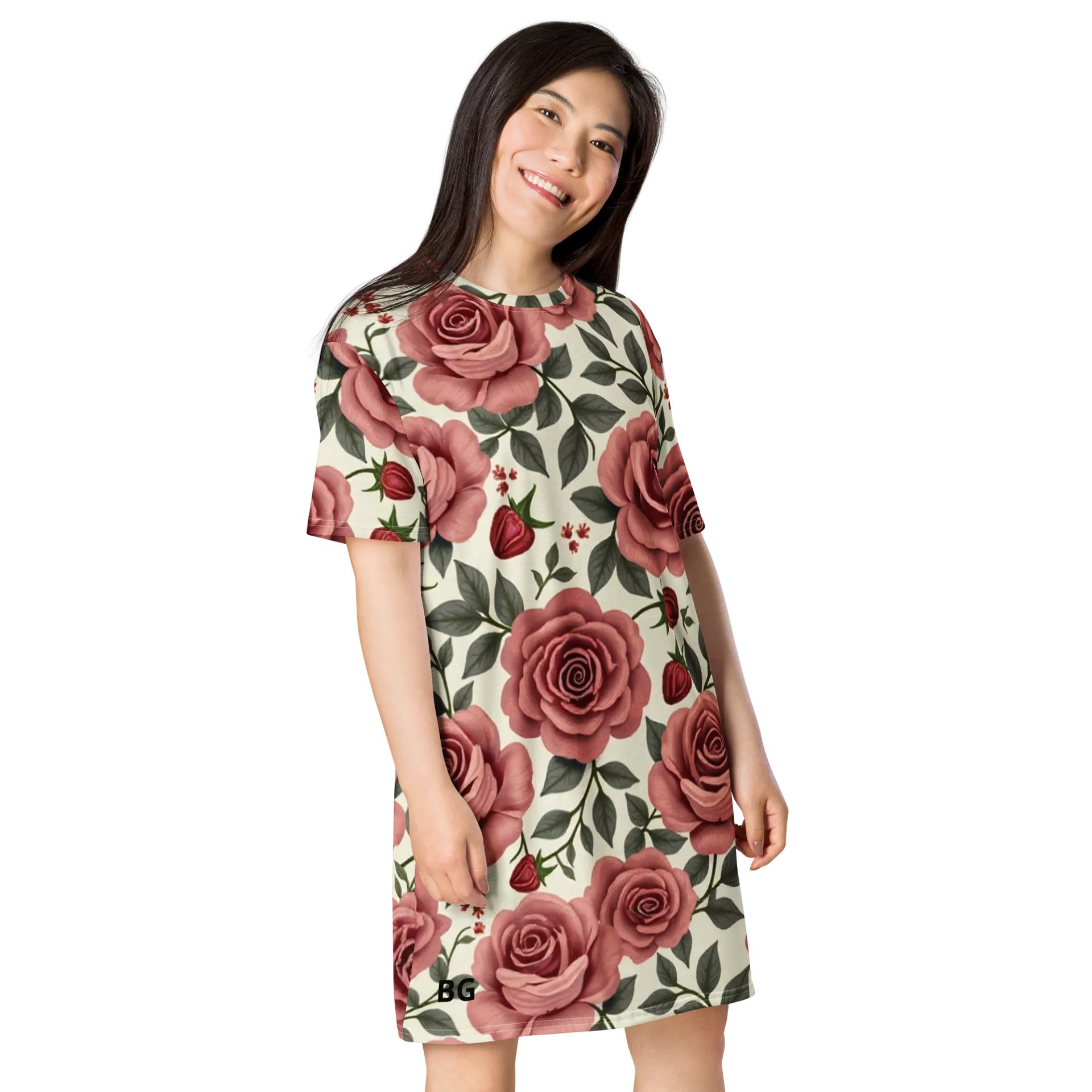 Barry Grady Red Roses All-Over T-Shirt Dress product image (4)