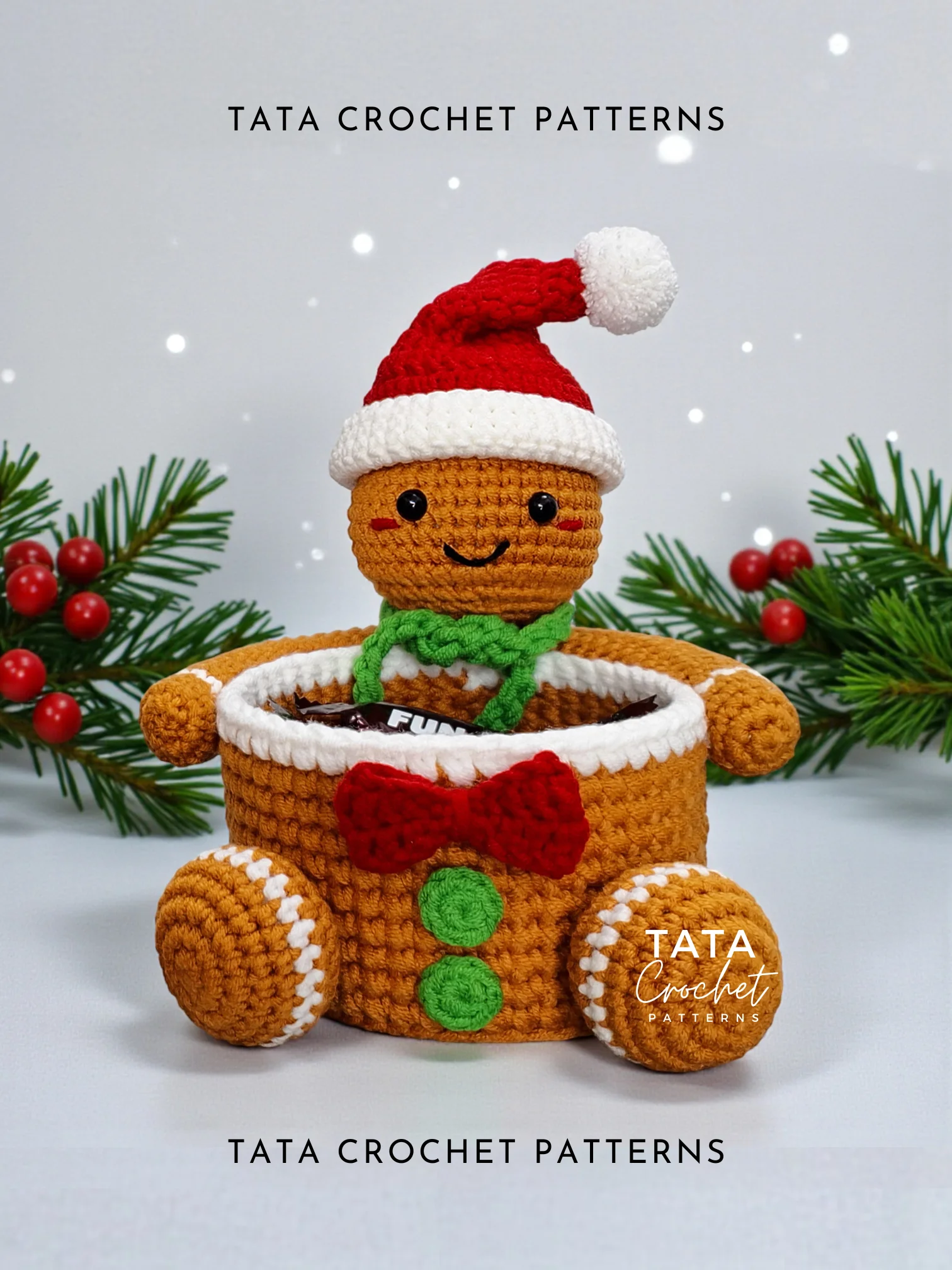 PDF Pattern | Crochet Gingerbread Man Basket | Christmas Gift & Decoration product image (1)
