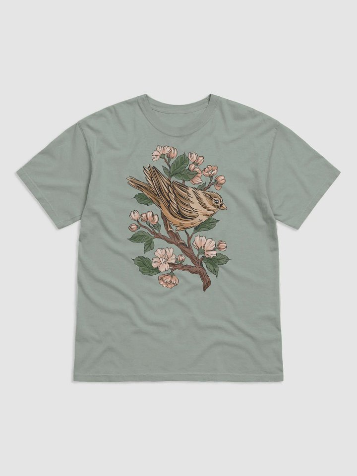 Goblincore and Cottagecore Shirts for Bird Lovers | Sparrow Among Cherry Blossoms Botanicals T-Shirt product image (2)