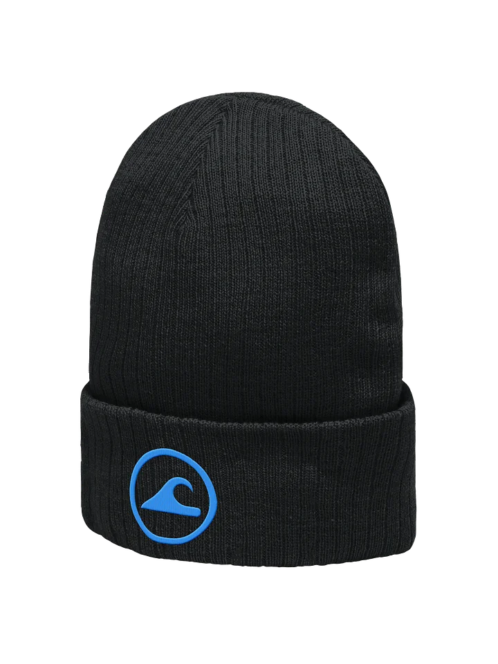 Embroidered Wave Rider Atlantis Ribbed Knit Beanie (Aqua) product image (2)