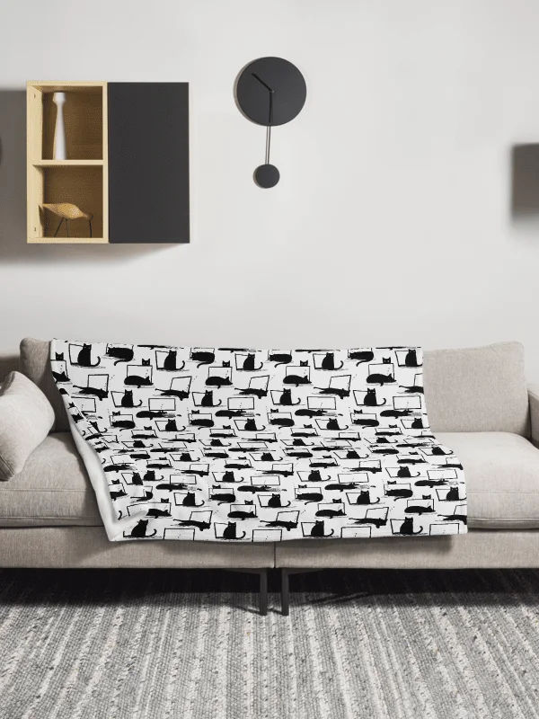 Cats on Laptops Pattern Throw Blanket product image (13)