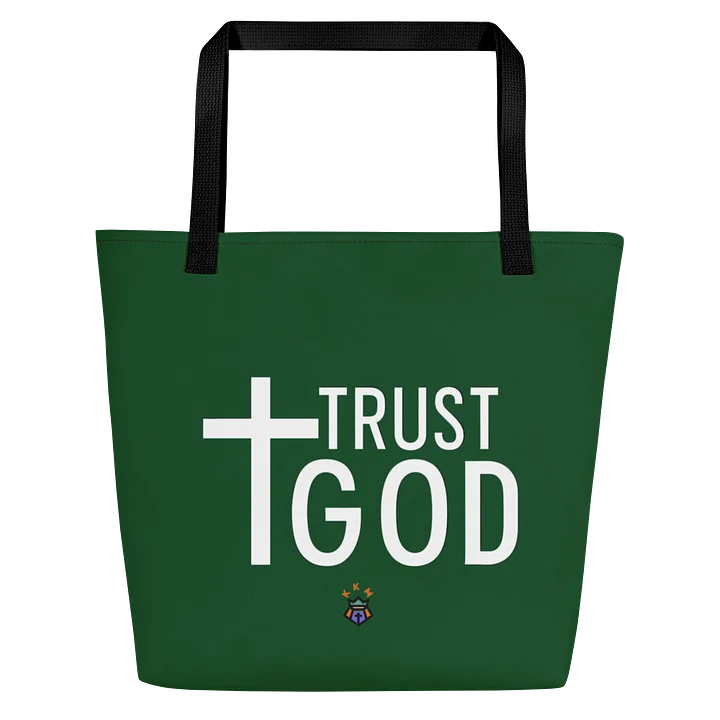 Trust God Tote Bag with Pocket - Green product image (1)