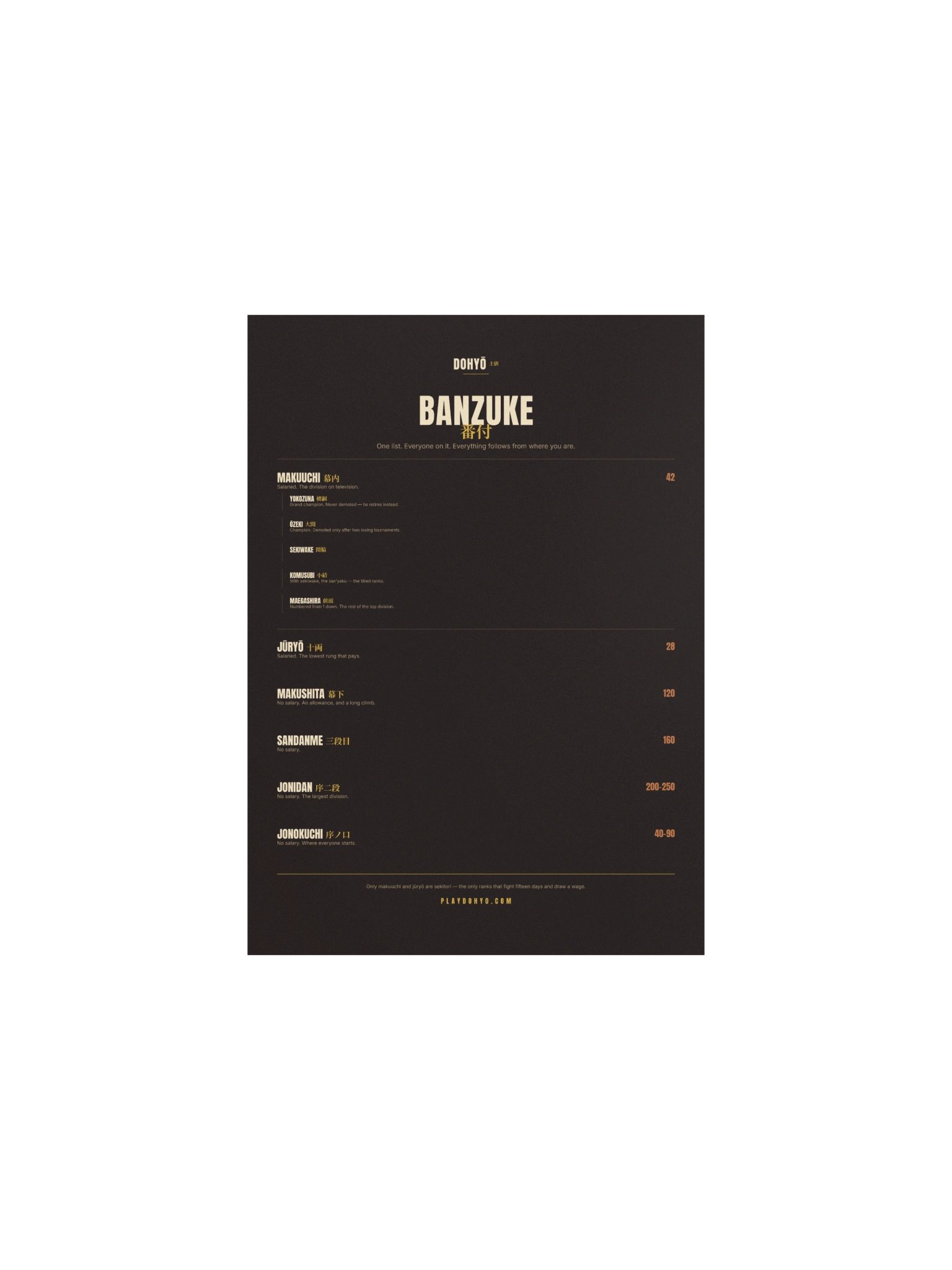 Banzuke Ladder — The Six Divisions product image (1)