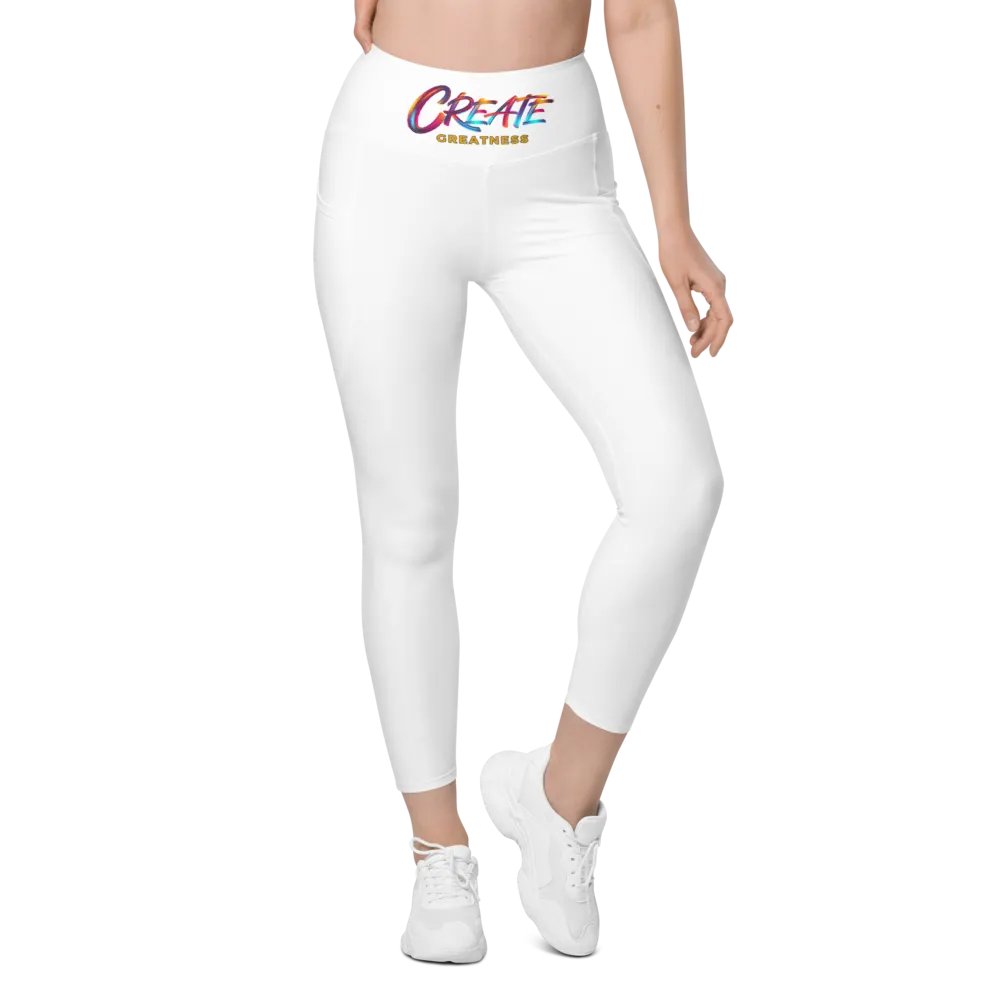 Create Greatness White with prints Leggings product image (8)
