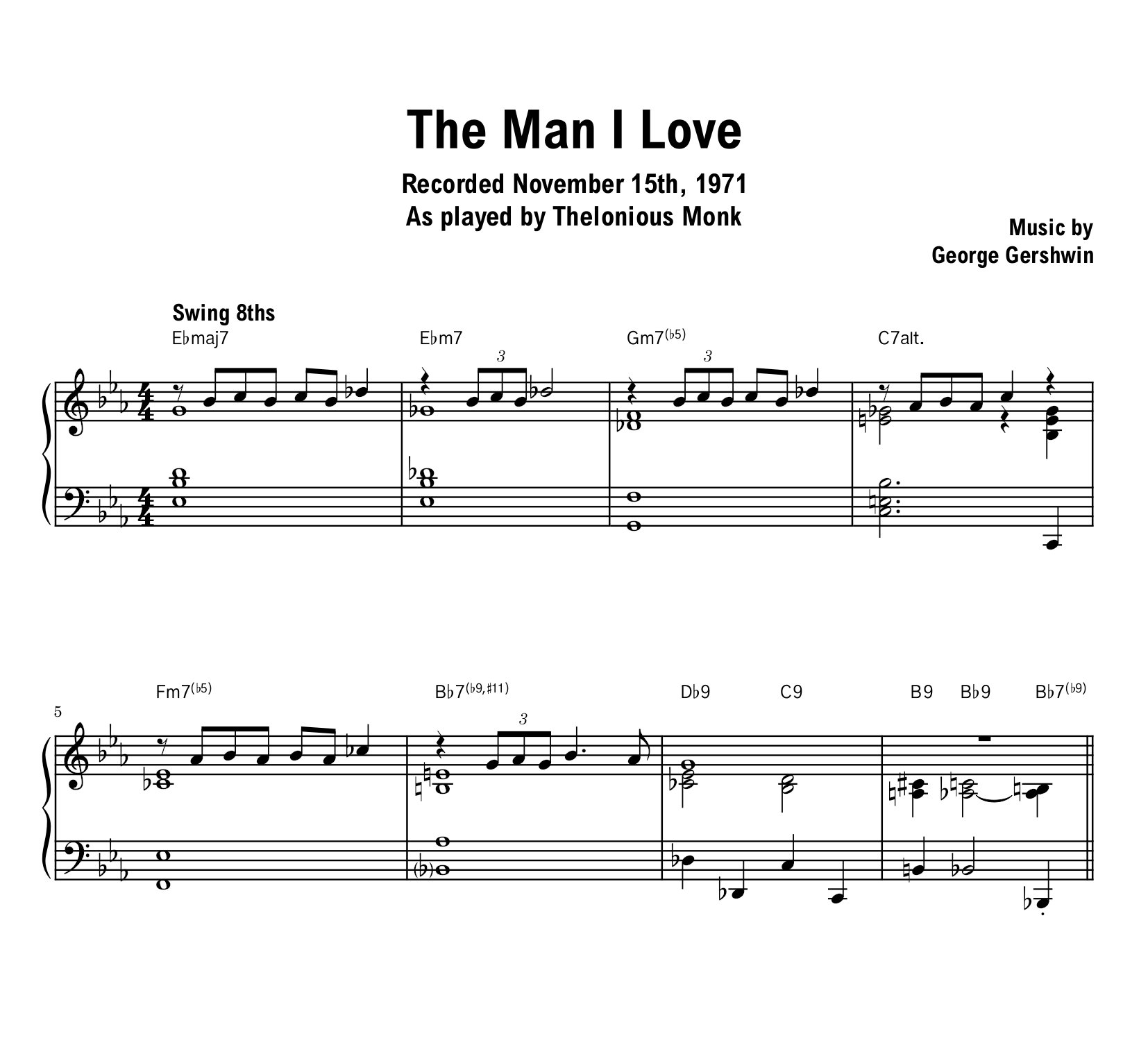 Thelonious Monk - The Man I Love - Sheet music (PDF) product image (1)