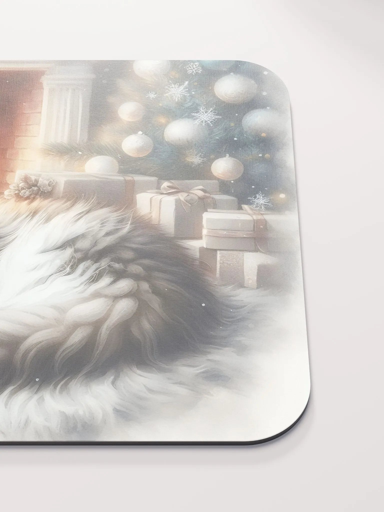 Christmas Cat by the Fireplace Mouse Pad product image (6)