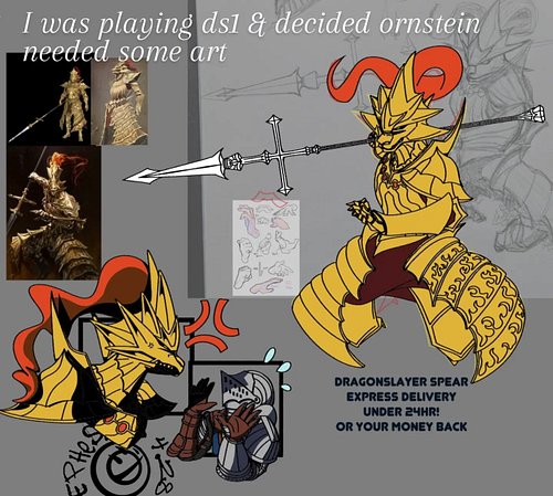 Dragonslayer Knight Ornstein, Captain of the Knights of Gwyn 

I was taking a break from Nightreign, got speared entering a p...