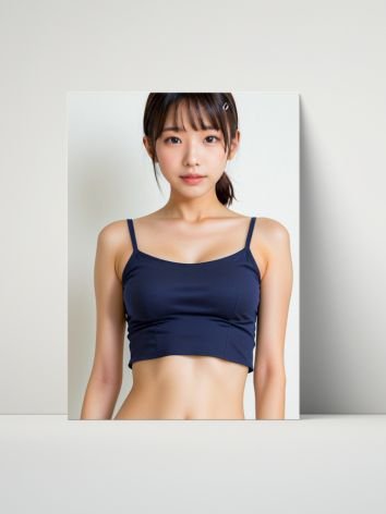 Kawaii Navy Cami Girl 8x10 Metal Wall Art – Studio Model Metal Poster Print product image (1)