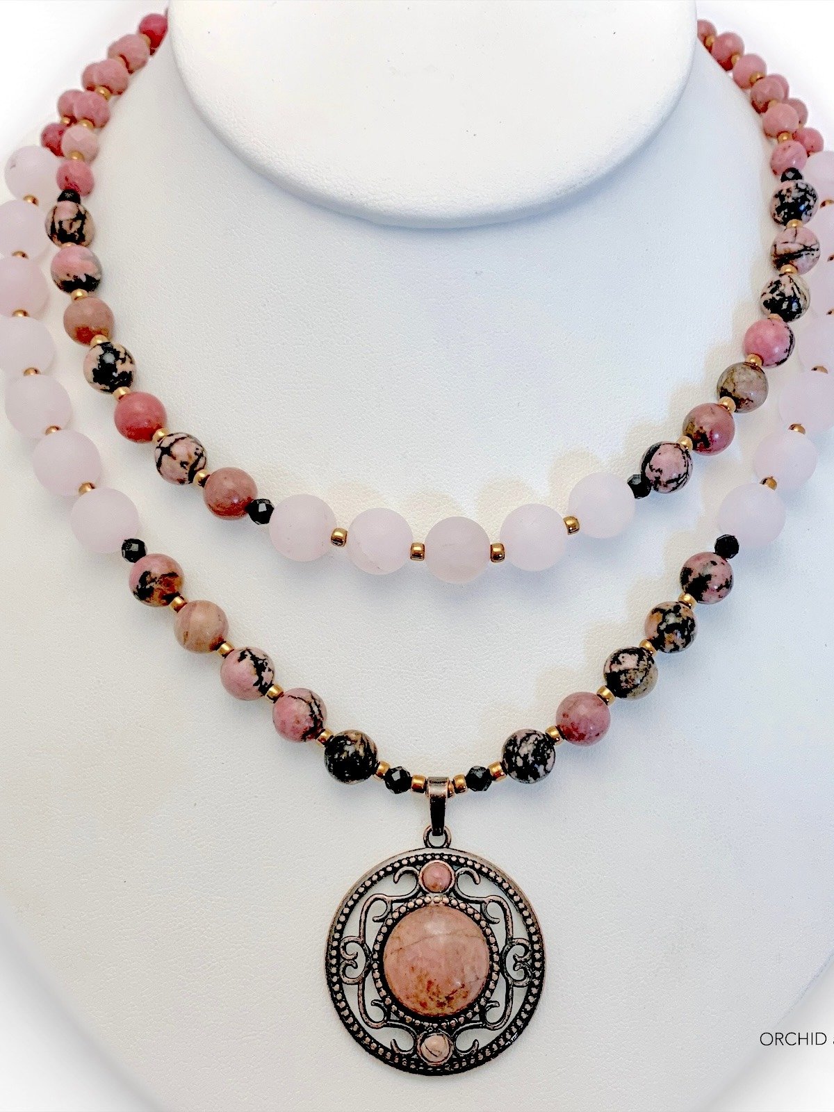 Rhodonite Copper Pendant Necklace Set product image (1)