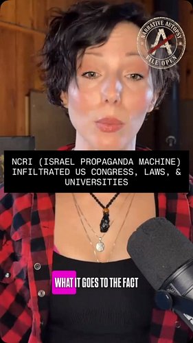 So the NCRI does 2 hit pieces on Candace Owens. 

It also magically produces “research” the Israeli government leverages for ...