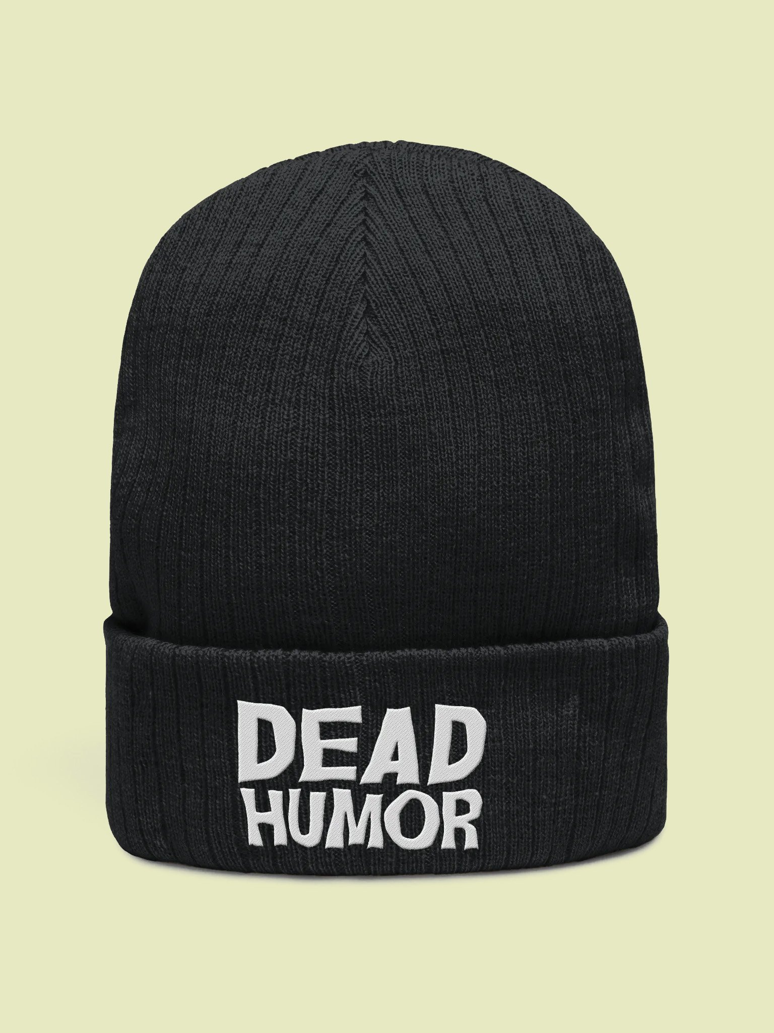Dead Humor Spooky Text Black Embroidered Beanie product image (1)