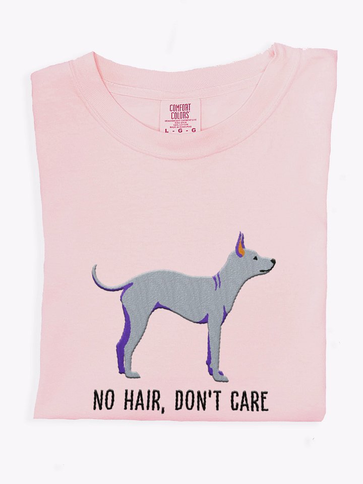 No Hair, Don't Care T-Shirt(Embroidered) of an American Hairless Terrier(Gray) product image (1)