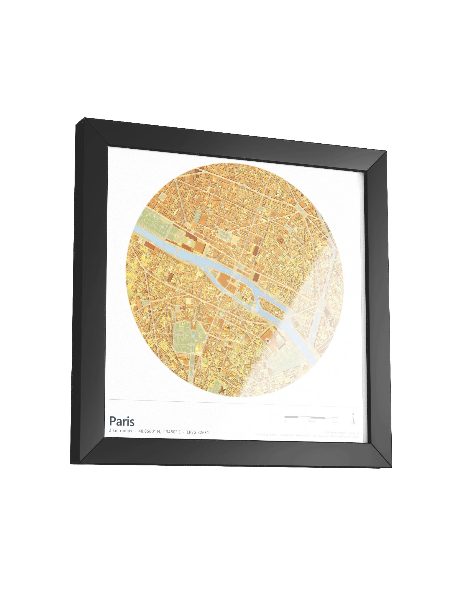 Paris: Path-Traced 3D City Map · Framed Matte Poster product image (23)