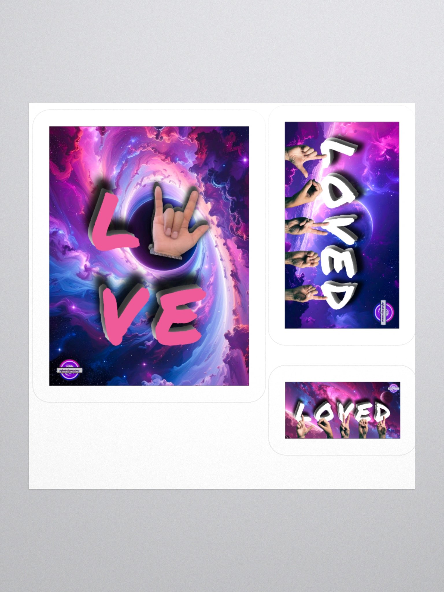 ASL Love/LOVED Cosmic Kiss Cut Stickers product image (1)