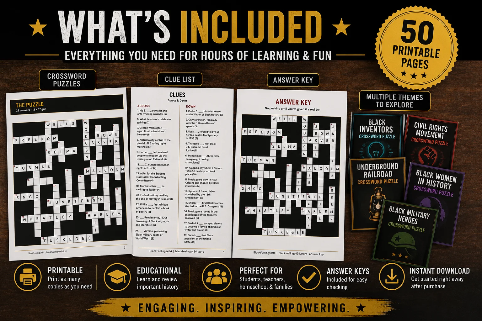 Black History Crossword Puzzle Workbook (Printable PDF) – 50 Pages product image (3)