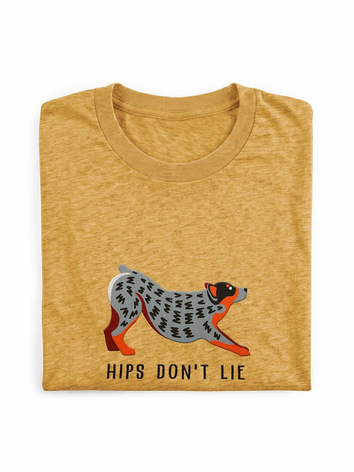 Hips Don't Lie T-Shirt(Embroidered) of an Australian Cattle Dog(Blue Heeler) product image (1)