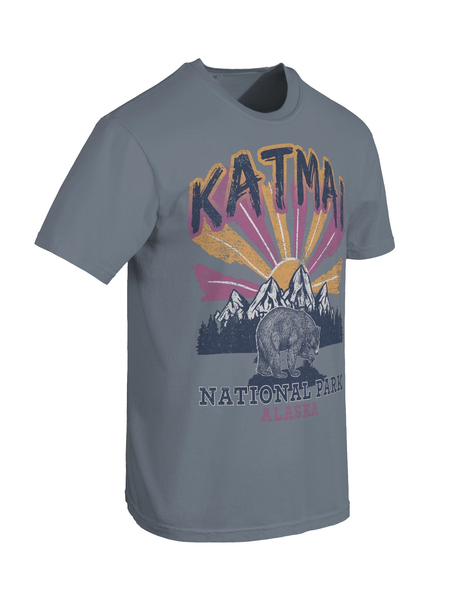 Katmai National Park Alaska Shirt – Vintage Bear Mountain Retro Sunset Travel Tee product image (9)