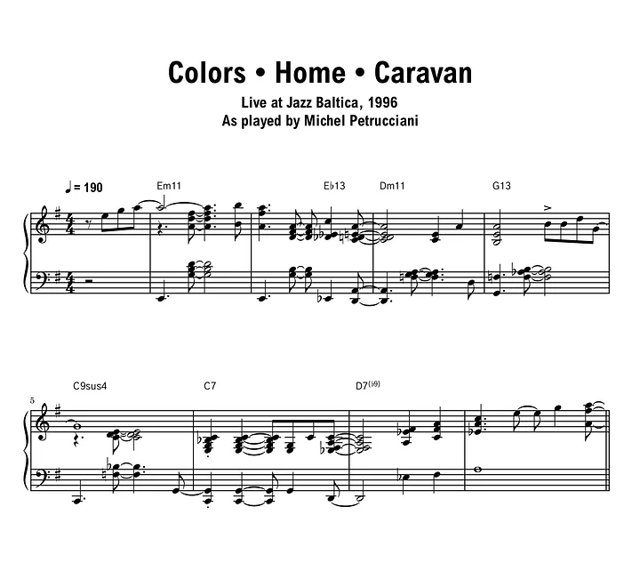 Michel Petrucciani - Colors • Home • Caravan (Jazz Baltica) - Sheet music (PDF) product image (1)