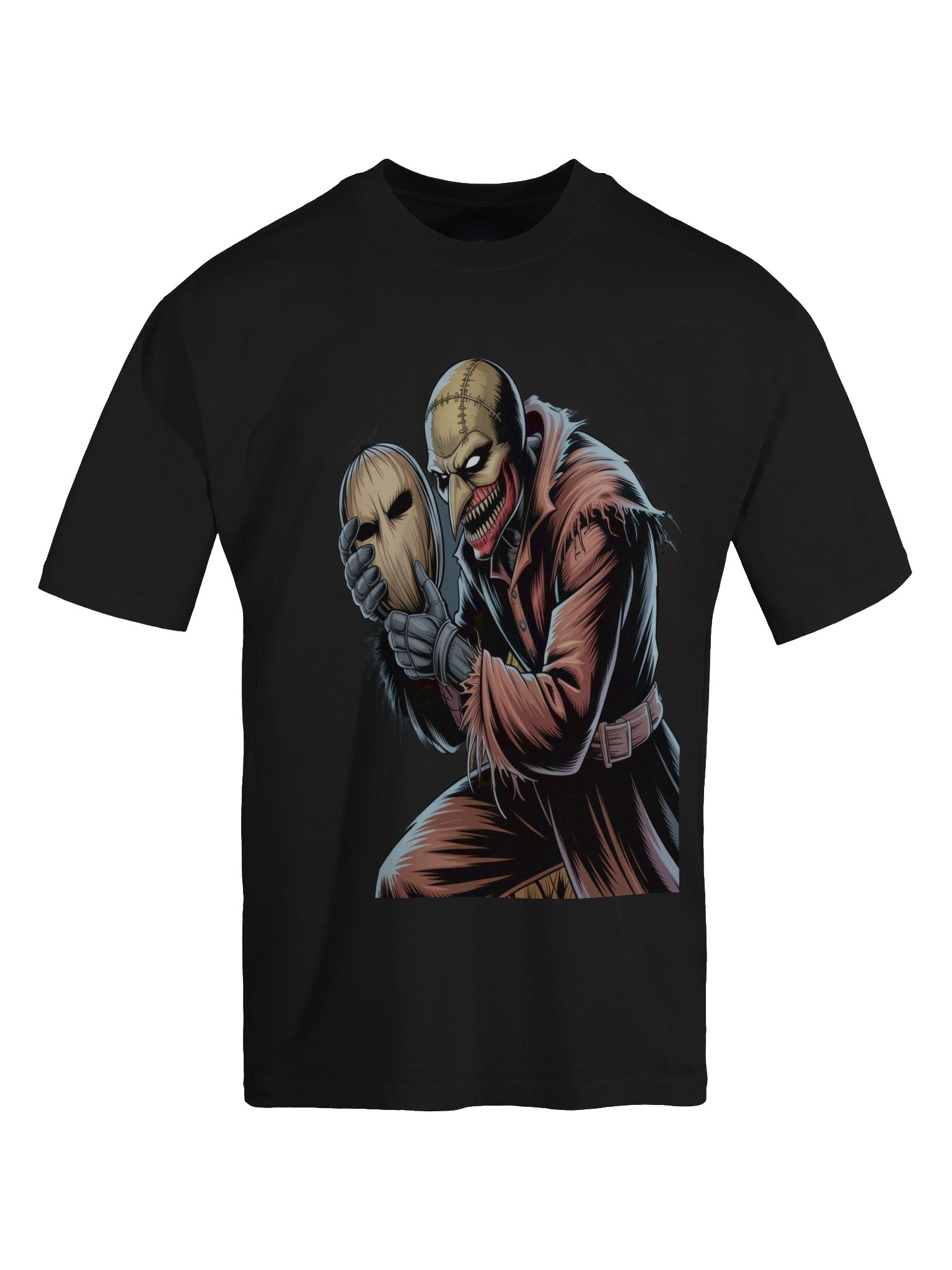 Stitched Spectre: Scarecrow's Masked Menace Oversized Faded T-Shirt product image (1)