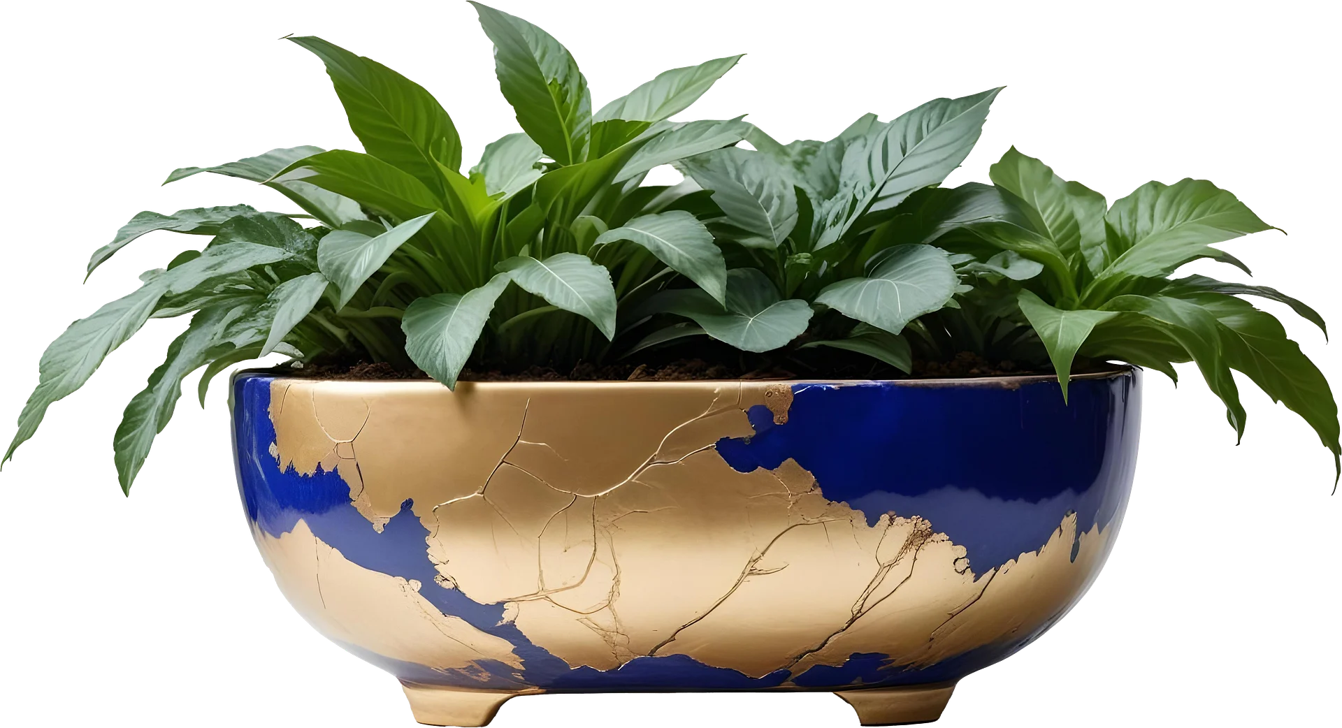 Kintsugi Elegance – Imperial Blue Planter PNG product image (1)