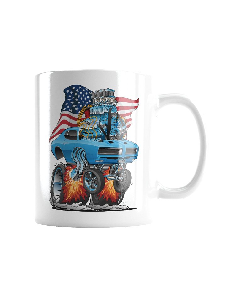 Patriotic 60s Muscle Car Funny Dragster USA Hotrod Cartoon Coffee Mug product image (2)