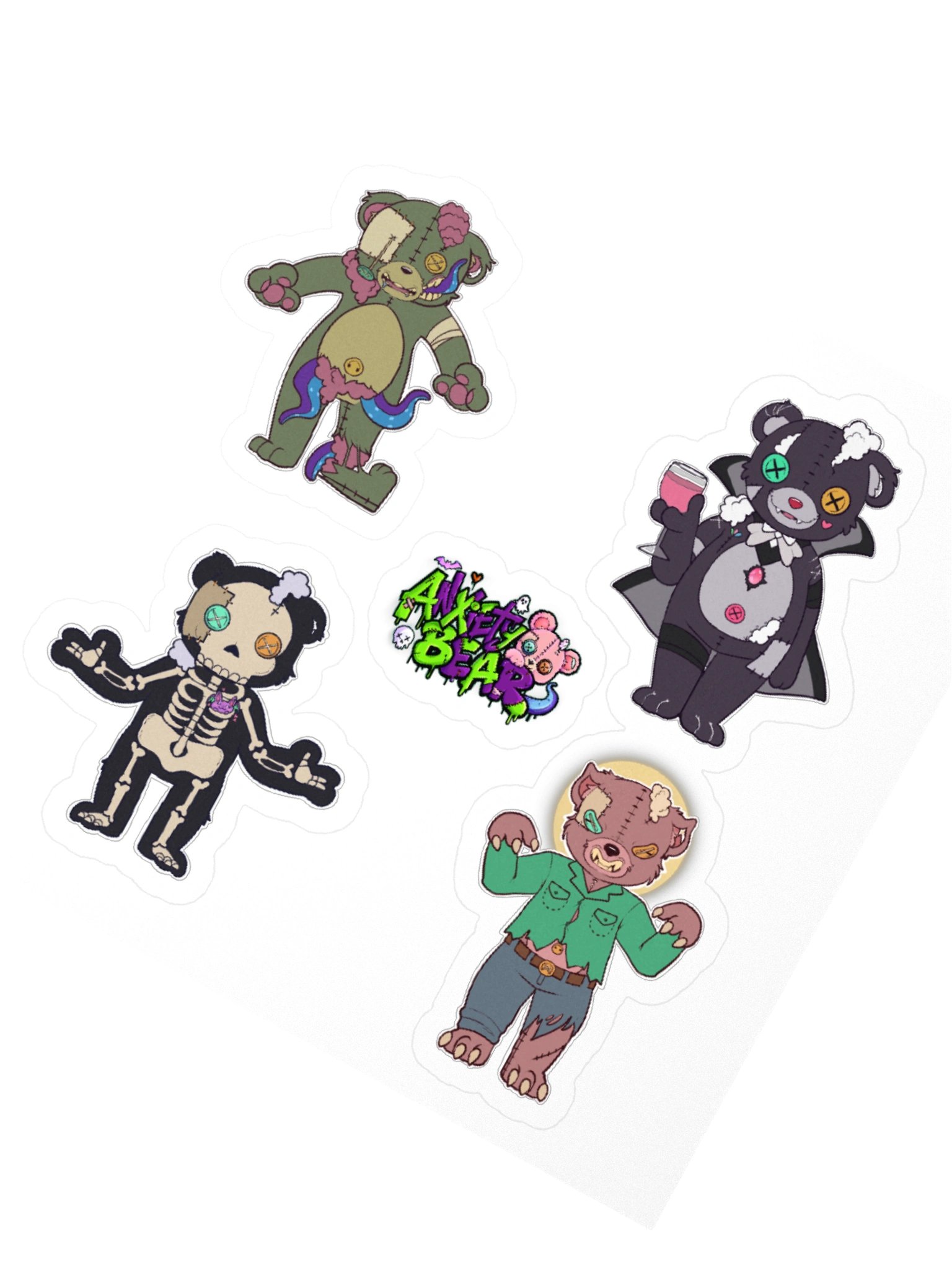 Anxiety Bear Scare Bear Stickers Halloween 2026 pt 2 product image (6)