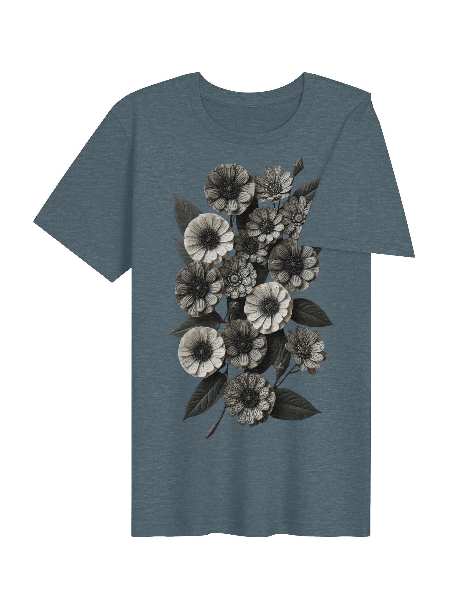 Monochrome Floral Graphic Tee, Botanical Flower Shirt, Minimalist Nature Graphic product image (5)