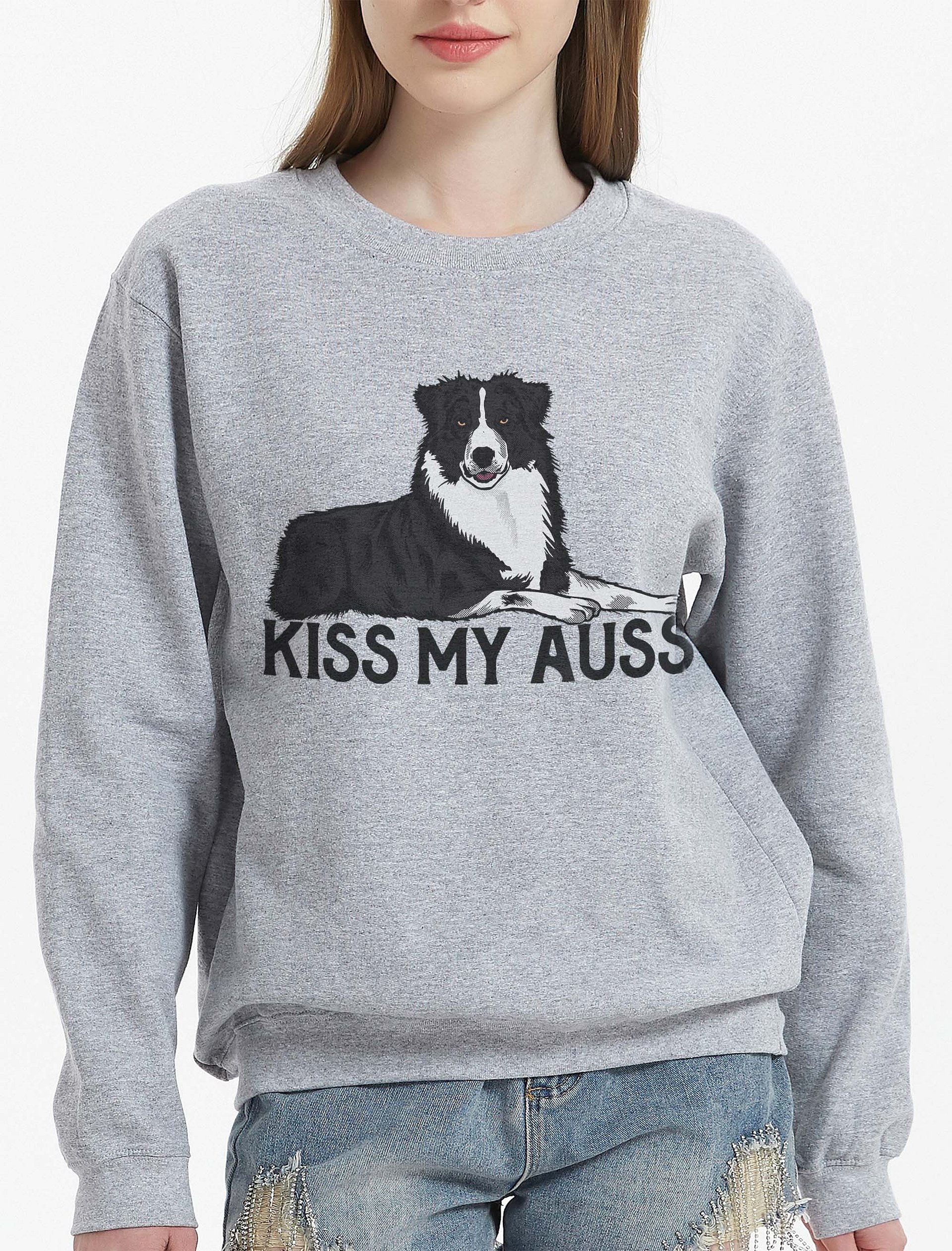 Kiss My Auss | Funny Sweatshirt for Australian Shepherd (Black and White) Dog Owners product image (2)