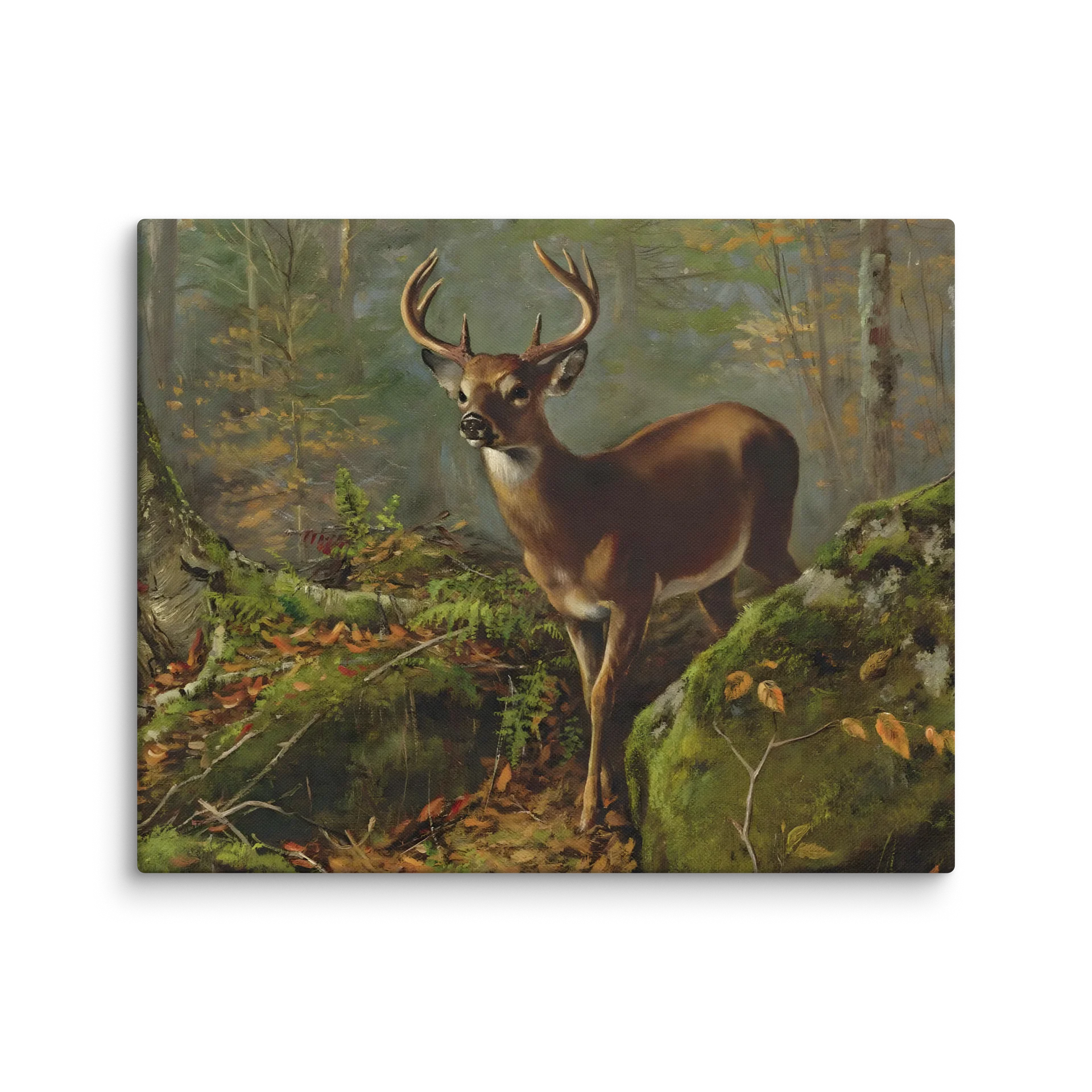 Antique Whitetail Buck in the Forest Canvas Print product image (6)