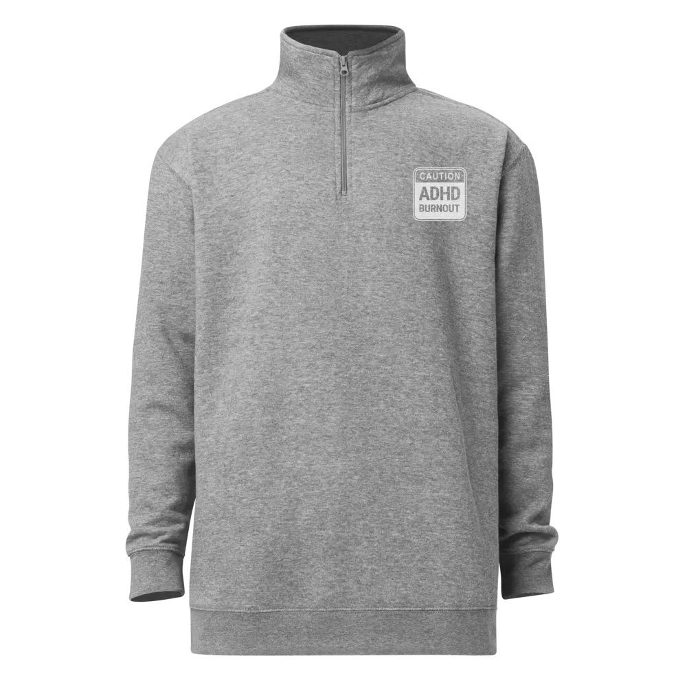 CAUTION: ADHD BURNOUT (white outline) embroidered quarter zip product image (10)