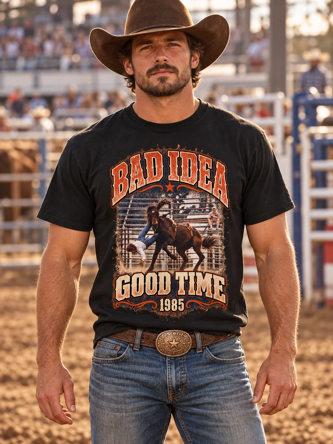 Vintage Rodeo T-Shirt — Bad Idea. Good Time. 1985 | Broken Arena™ product image (2)