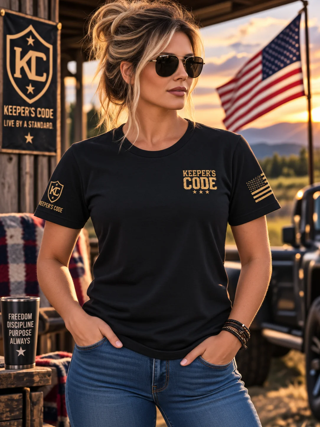 Keeper’s Code™ Women’s CODE 03 Conviction American Warrior T-Shirt product image (1)