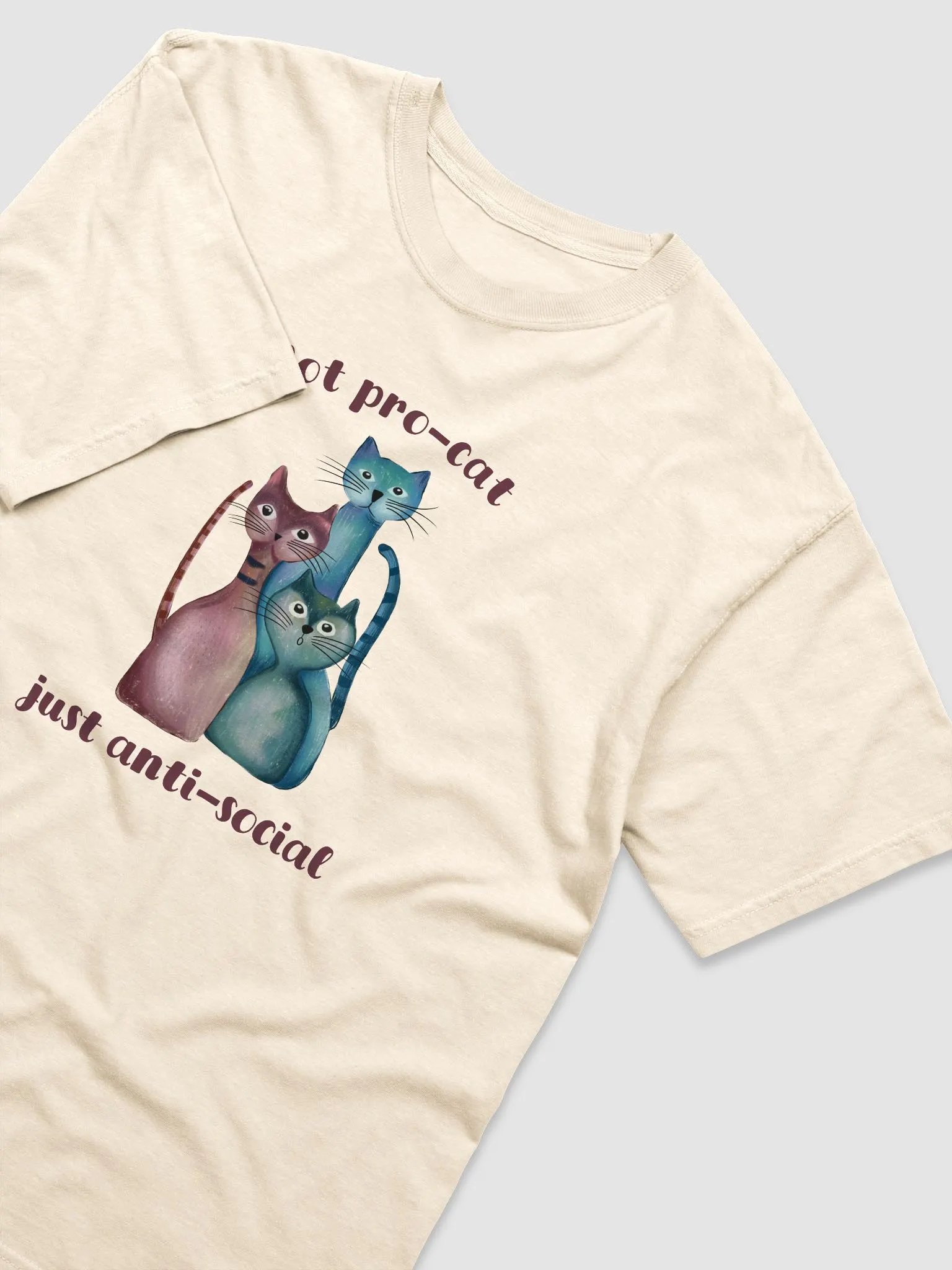Introvert ant-social T-shirt featuring hand-drawn three cats product image (12)